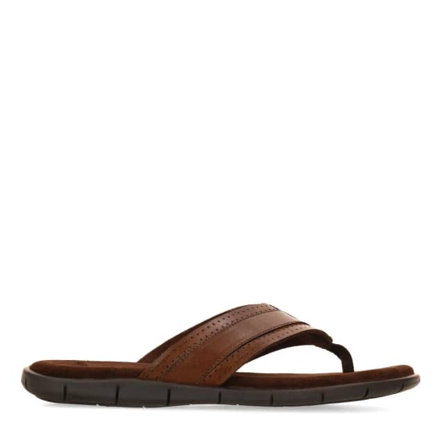 Manfield Bruine Leren Slippers Met Gespsluiting