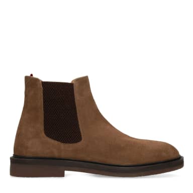 Manfield Taupe Suède Chelsea Boots Met Elastieke Sluiting