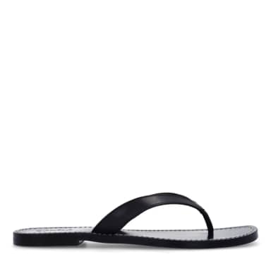 Zwarte leren teenslippers