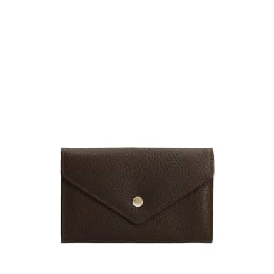 Manfield Manfield Bruine Leren Portemonnee Met Drukknoop
