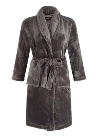 Grijze kinderbadjas fleece-S (5-6 jaar)