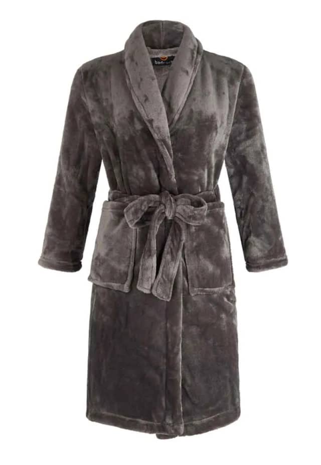 Badrock Grijze kinderbadjas fleece-S (5-6 jaar)