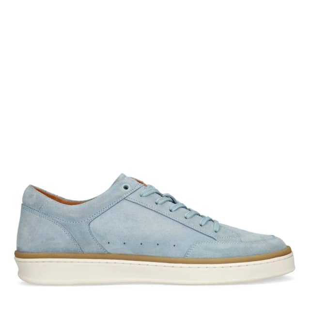 Manfield Blauwe Suède Sneakers Met Veters