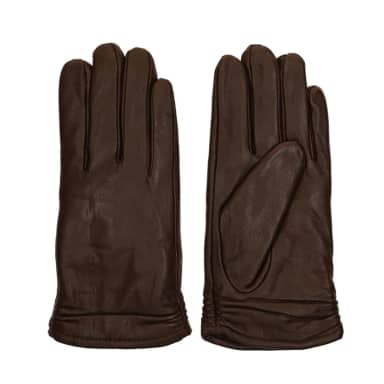 Manfield Donkerbruine leren handschoenen