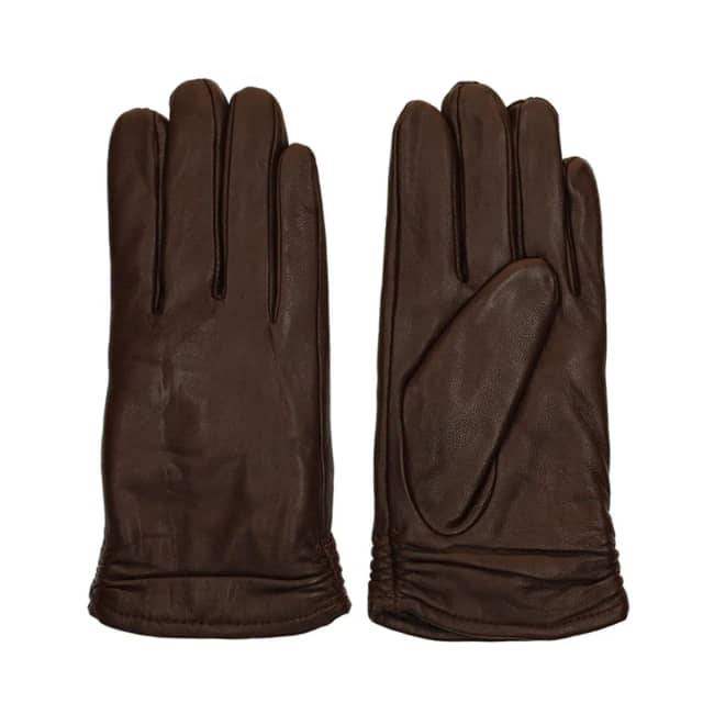Manfield Donkerbruine leren handschoenen