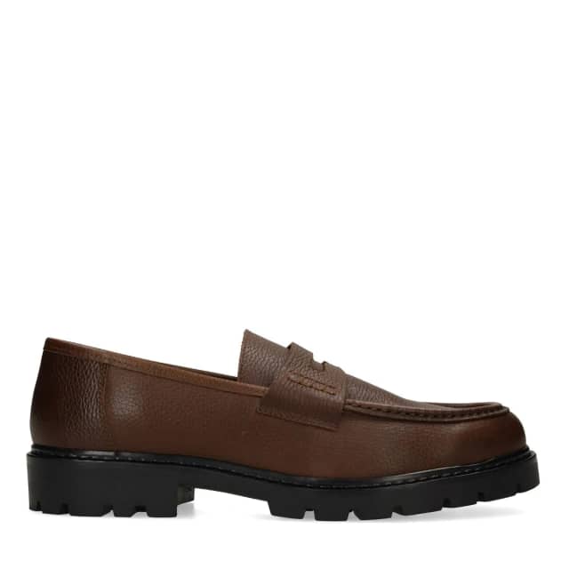 Manfield Bruine Leren Loafers