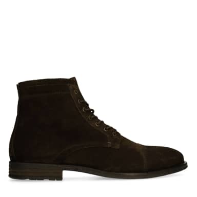 Manfield Donkerbruine Suède Veterboots