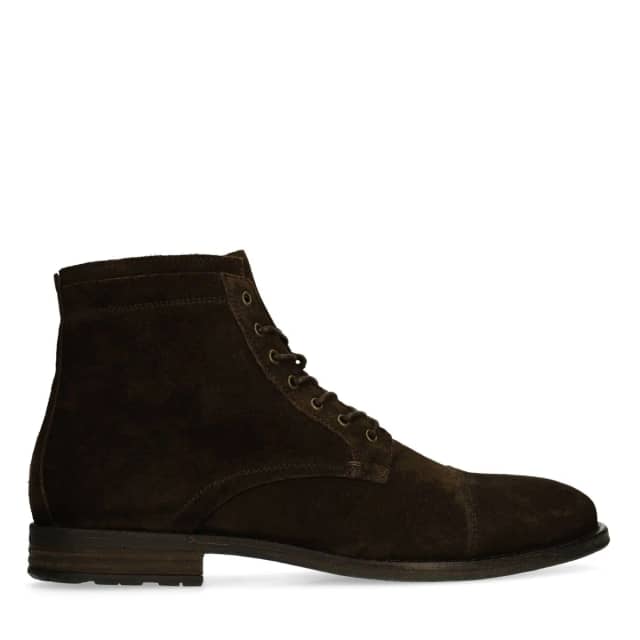 Manfield Donkerbruine Suède Veterboots