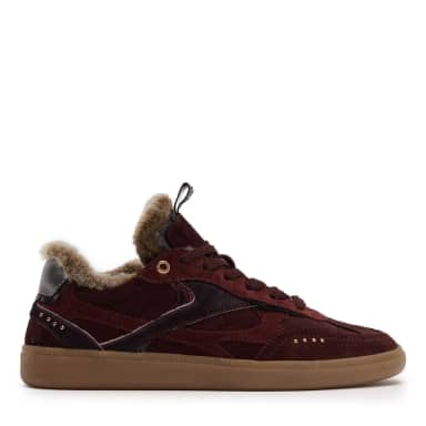 Manfield Burgundy Suède Sneakers Met Veters