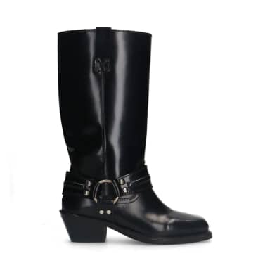 Sacha Zwarte leren biker boots