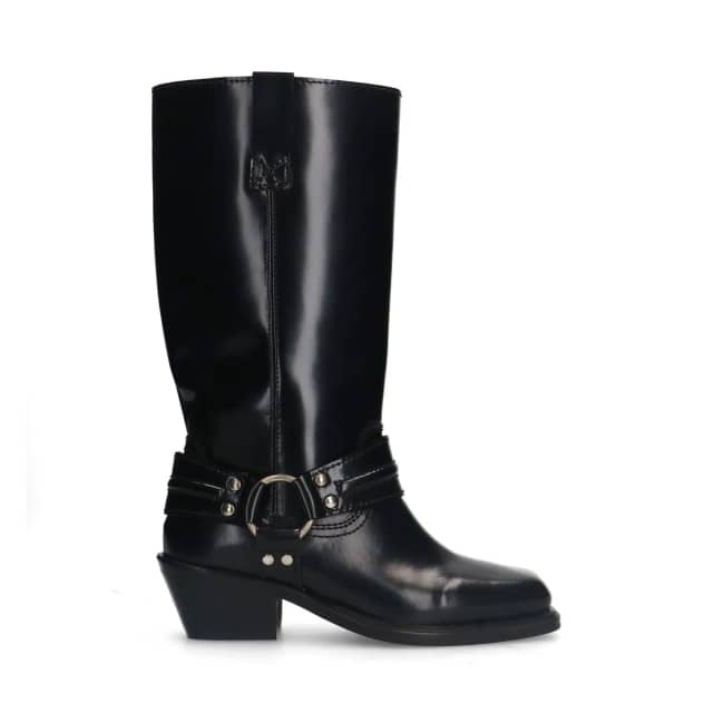 Sacha Zwarte leren biker boots