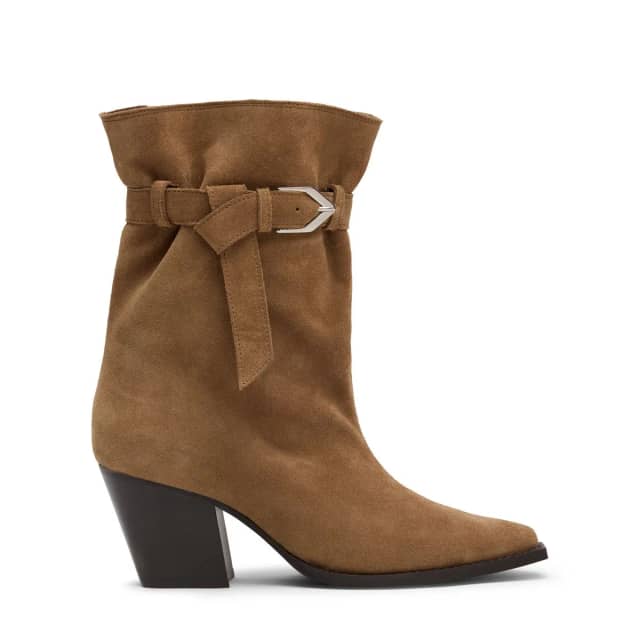 Sacha Beige suède enkellaarsjes