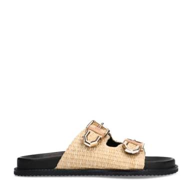 Sacha Beige raffia slippers