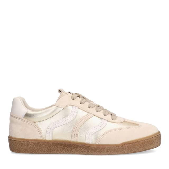No Stress Gouden Leren Sneakers Met Veters