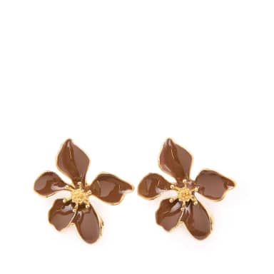 Manfield Manfield Bruine Statement Bloemen Oorbellen