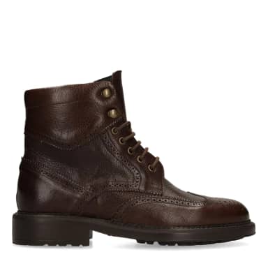 Black Label Bruine Leren Veterboots