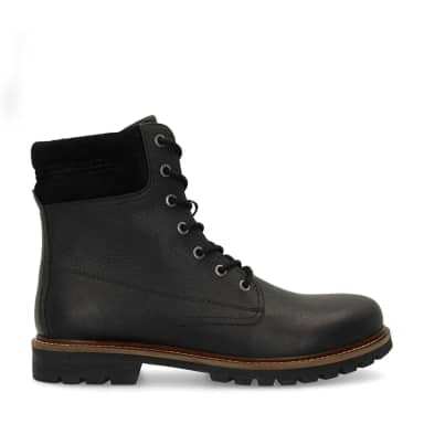 Manfield Zwarte Leren Veterboots