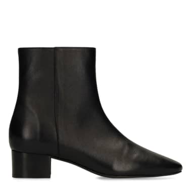 Manfield Manfield Zwarte Leren Enkellaarsjes Met Hak Met Ritssluiting