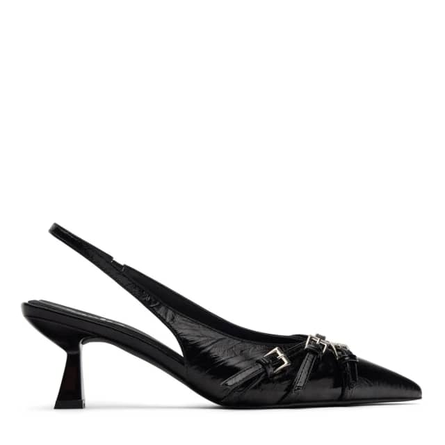 Sacha Zwarte slingback pumps met gespen