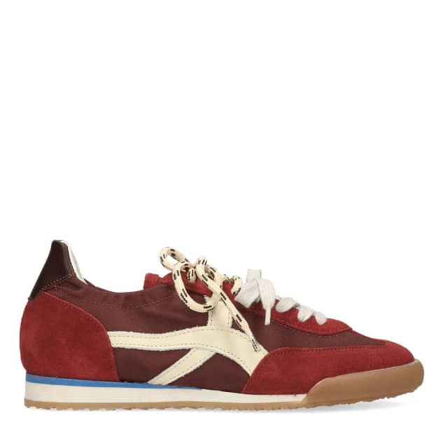 Sacha Bordeaux rode suède sneakers met dubbele veters