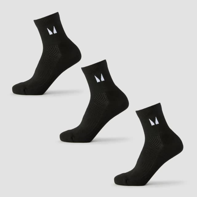 Myprotein MP korte hardloopsokken (verpakking met drie stuks) - Zwart - UK