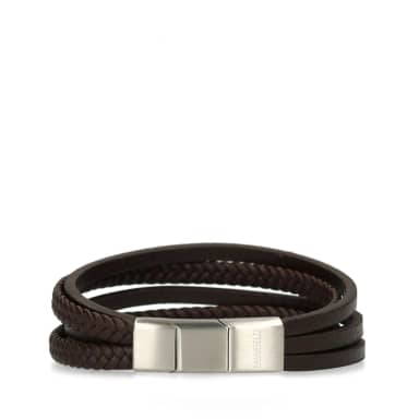 Manfield Manfield Bruine Leren Heren Armband
