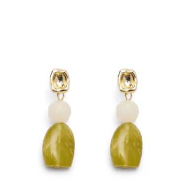 Manfield Manfield Gouden Oorbellen Met Groene Steentjes