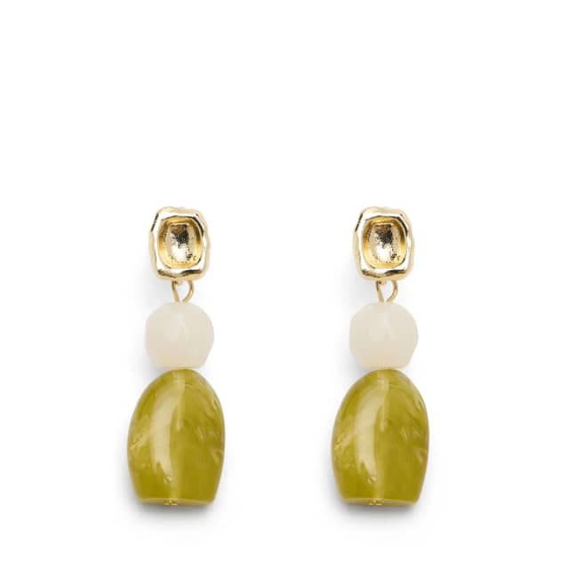 Manfield Gouden Oorbellen Met Groene Steentjes