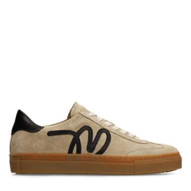 Manfield Taupe Suède Sneakers Met Veters
