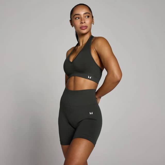 Myprotein MP Tempo naadloze sportbeha met halternek - Nachtgrijs