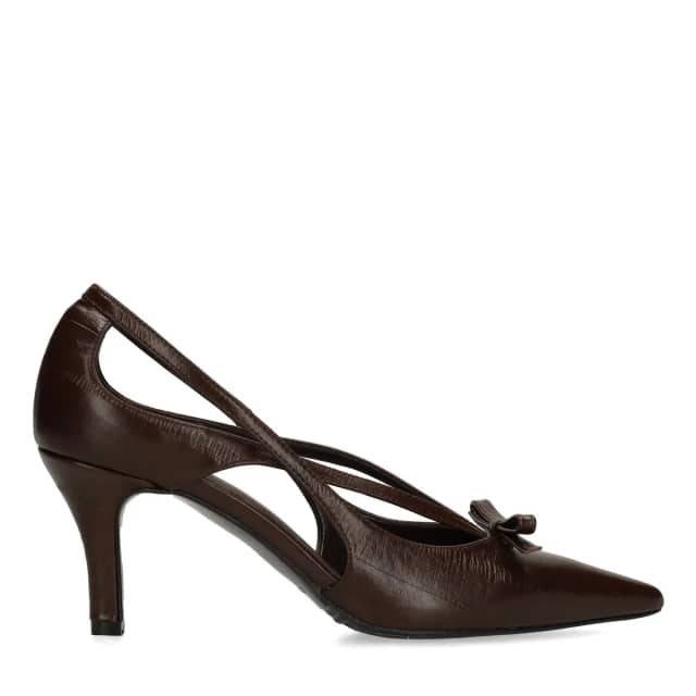 Manfield Bruine Leren Pumps Met Rechte Hak Van 7 Cm
