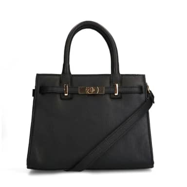 Manfield Manfield Zwarte Leren Handtas Met Ritssluiting