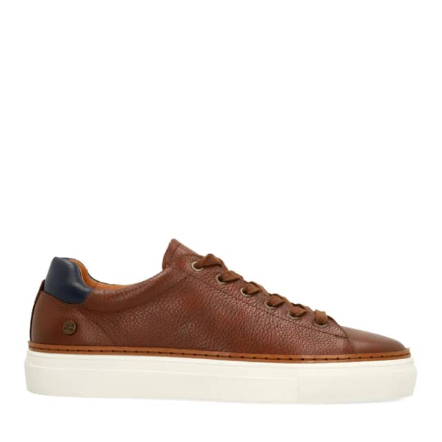 No Stress Cognac Leren Sneakers Met Veters