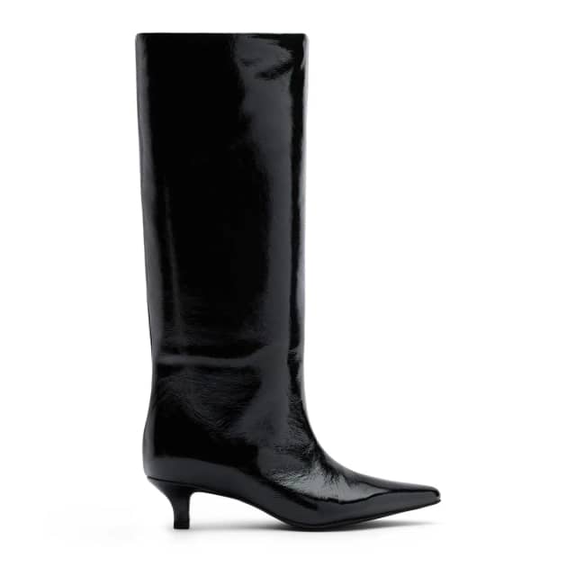 Sacha Zwarte hoge lakleren laarzen met kitten heel