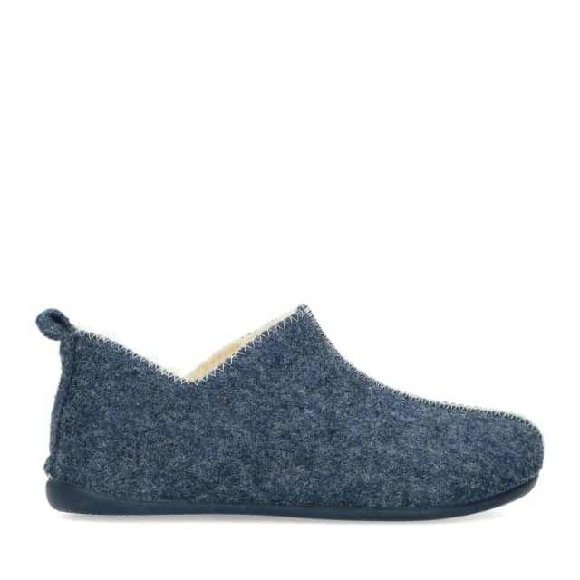 Manfield Blauwe Pantoffels Met Wol