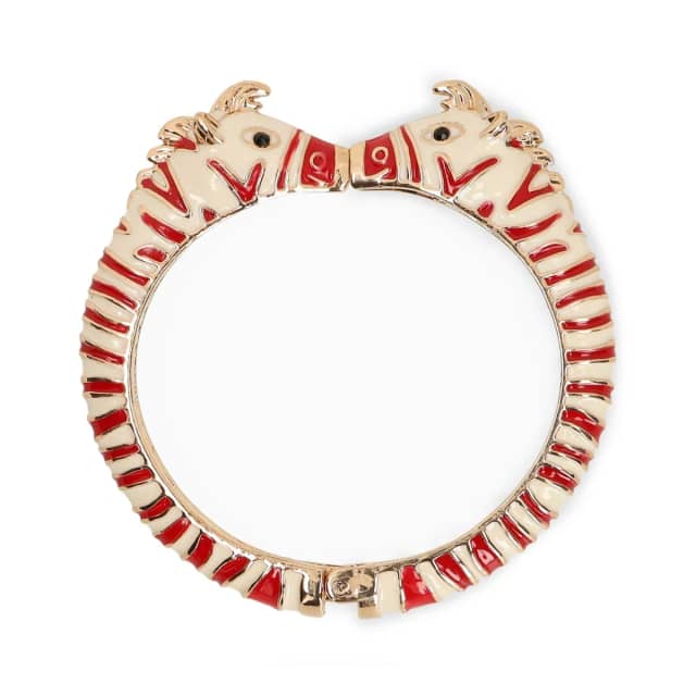 Manfield Goudkleurige Zebra Armband Met Rode Details