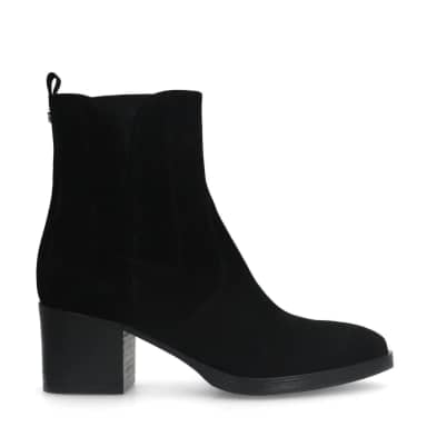 No Stress No Stress Zwarte Suède Enkellaarsjes Met Hak Met Ritssluiting