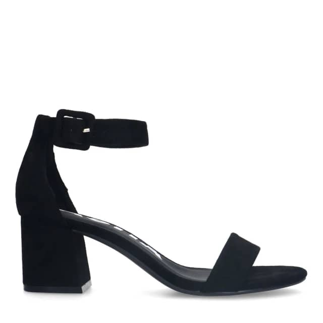 Sacha Zwarte suède sandalen met blokhak