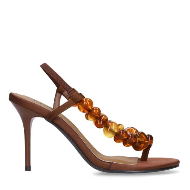 Sacha Bruine sandalen met hak en kralen