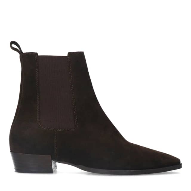 Manfield Bruine Suède Chelsea Boots Met Blokhak Van 3 Cm