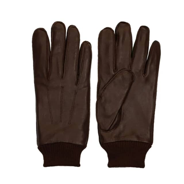 Manfield Donkerbruine leren heren handschoenen
