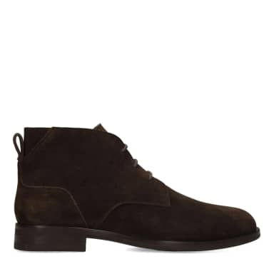 Manfield Donkerbruine Suède Veterschoenen