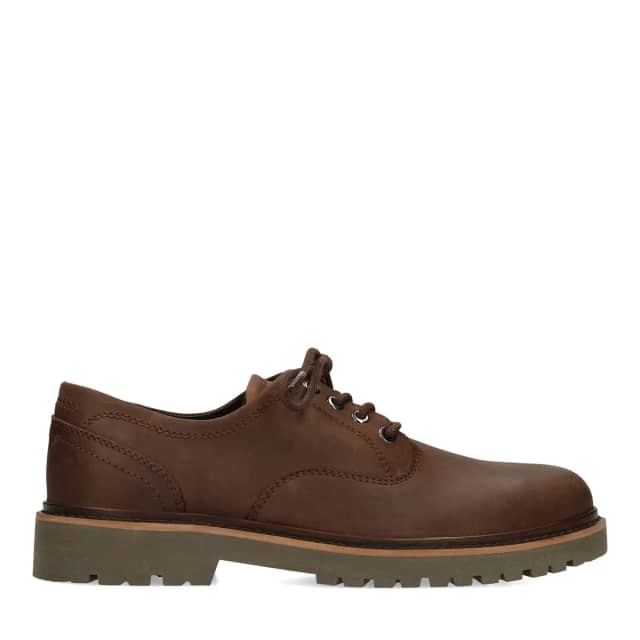Manfield Bruine Leren Veterschoenen