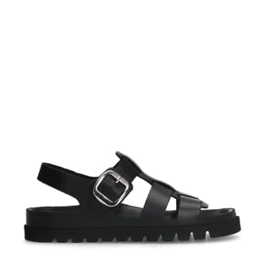 Zwarte leren sandalen