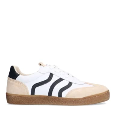 No Stress No Stress Witte Leren Sneakers Met Zwarte Details Met Veters