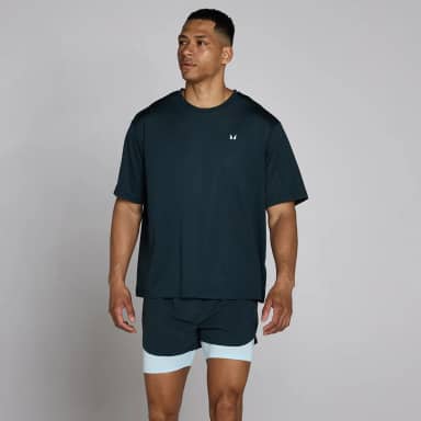 Myprotein MP Heren Hybrid Oversized Mesh T-Shirt - Faded Blue