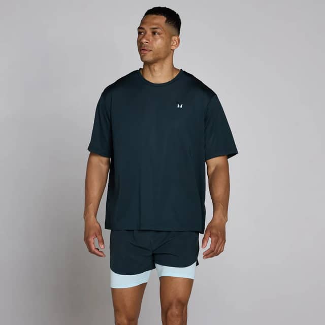 Myprotein MP Heren Hybrid Oversized Mesh T-Shirt - Faded Blue