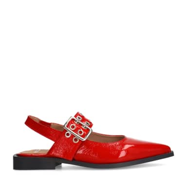 Manfield Manfield Rode Lakleren Slingbacks Met Gespsluiting