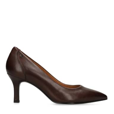 No Stress Bruine Leren Pumps Met Rechte Hak Van 7 Cm
