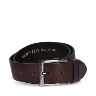 Manfield Manfield Donkerbruine Leren Riem